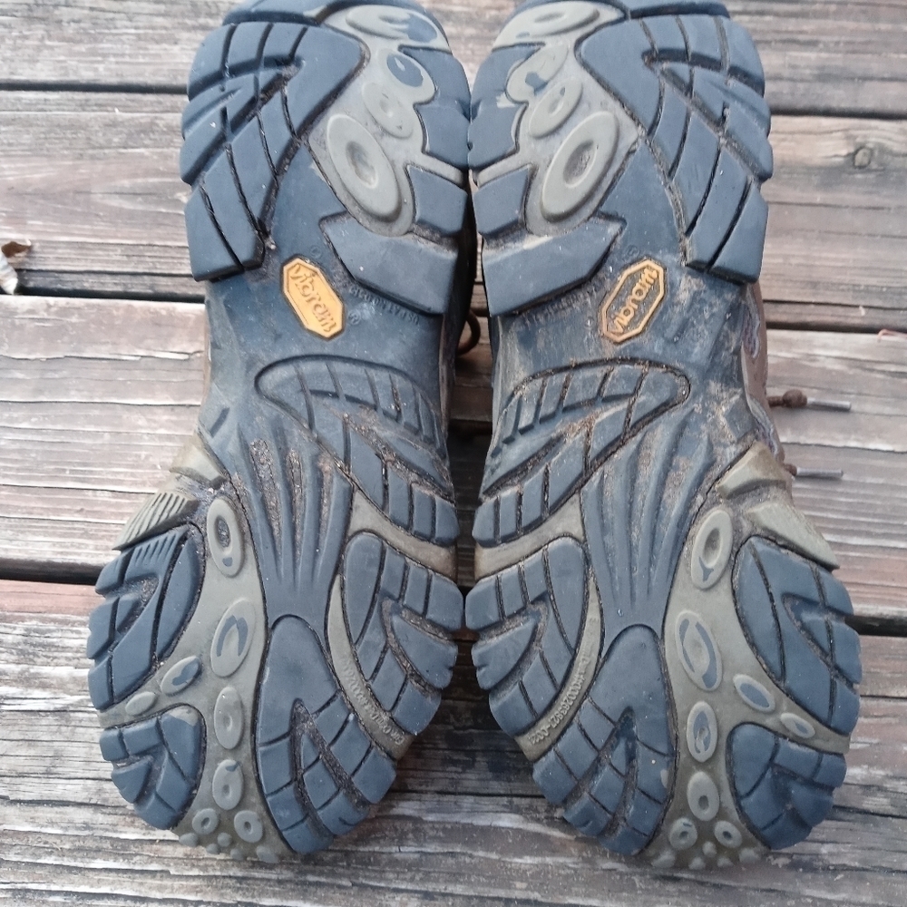 Merrell Men 10.5 Moab Mid Gore-Tex Dark Earth Hiking Trail Boots J87701 Get out - Picture 9 of 12